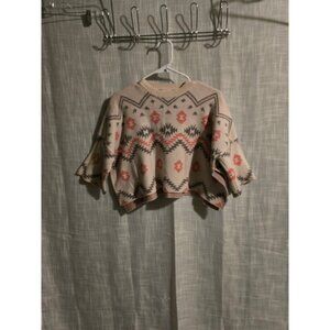 Women's En‎ Creme Sweater, Small, Beige gray and pink cropped